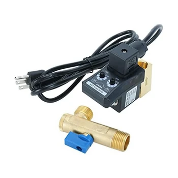 1 / 2Inch AC 110V Автоматичен клапан за източване на кондензат, Електронен двупосочен въздушен компресор Изпускателен клапан за резервоар за вода, US Plug Лесен за използване