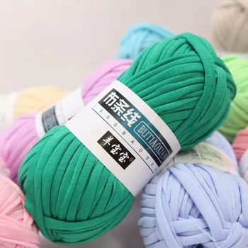 100g/топка висококачествена мека дебела тениска прежда вълна за ръчно плетене одеяло килим чанта плетене на една кука платнени нишки за плетене