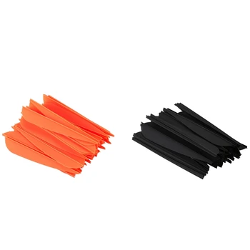 100PCS Arrows Vanes 4 инчов пластмасов перо Fletching за DIY стрелба с лък стрели (черно и оранжево)