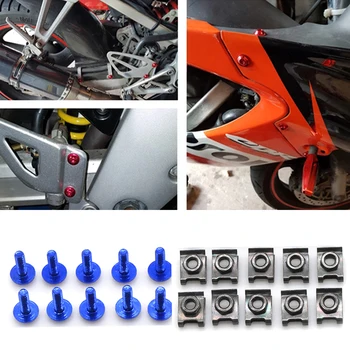 10x 6MM CNC аксесоари за мотоциклети Обтекател на тялото Работен болт винт за Yamaha YZF-1000 YZF600 R1 R6 Tmax T-MAX 500 530 Motobike