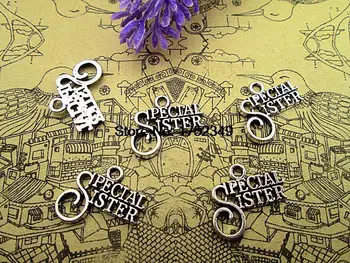 12pcs-- Special Sister Charms, Antique silver tone Special Sister Charms висулки 18x16mm