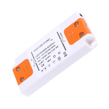 12V 6W LED конвертор на драйвери Ултра-тънък 05A драйвер за LED крушка светлина (бял)