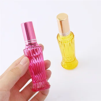 15ml Мини парфюм спрей бутилка дозатор цветно стъкло за многократна употреба бутилка преносими пътувания масла течен козметичен контейнер пулверизатор
