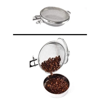1Pcs 0.5LB Удобен комплект инструменти за печене на кафе Преносим домашен инструмент за печене на кафе от неръждаема стомана Удобен (сгъваем)