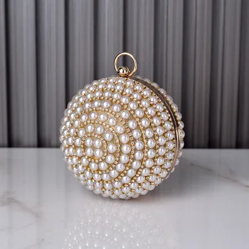 2023 Жените мъниста вечерни чанти диамант кръгла форма съединител чантата мини сватба банкет чанти 4 цвята капка доставка
