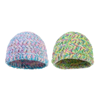 2023 Нови Rainbow градиенти шапка еластични плетене на една кука мека зима топло плетена шапка студена зима подаръци за студенти