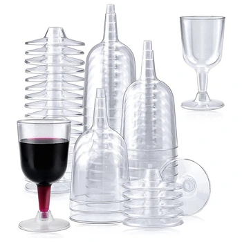 250Pcs Прозрачна пластмасова чаша за вино, рециклируема, за еднократна употреба и чаши за многократна употреба за шампанско, десерт, бира, пудинг, парти