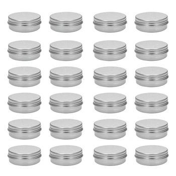 30Ml Сребърни малки алуминиеви кръгли контейнери за съхранение на балсам за устни с винтова капачка за балсам за устни, козметика, свещи или чай (опаковка от 2