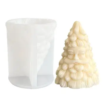 3D Коледно дърво силиконови мухъл Коледни силиконови форми за свещи Сапун и смола DIY геометрични форми Празнични подаръци изкуство