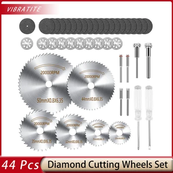 44PCS подарък за мъже диамантени режещи колела 15 бр, дискове за отрязване на смола 15 бр, Hss циркулярни дискове 6бр с 6 дорник джолан