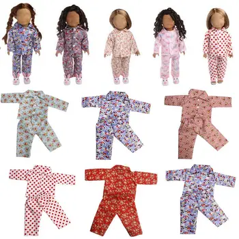 5 стилове ръчно изработени за 18-инчова кукла карикатура отпечатани пижами дрехи аксесоар сладка кукла пижама момиче 43 см дрехи
