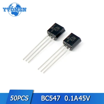 50pcs BC547 Транзистор 45v 100mA Комплект усилватели Комплект транзистори Silicon NPN TO-92 BJT Triode Транзистор комплект В наличност