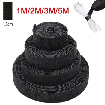  5m / 3m кабел организатор тел навиване вратовръзка 1.5 см ширина черна закопчалка лента за слушалка мишка кабел управление безплатно нарязани самозалепваща се лента