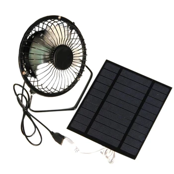 5W 5V вентилатор, захранван от слънчеви панели, мини преносим вентилатор за охлаждане на вентилацията, 4-инчов USB преносим вентилатор за къмпинг яхта куче къща