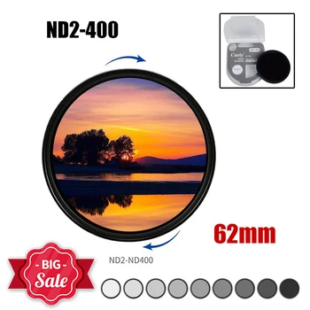 62mm ND2-400 неутрална плътност Fader променлива ND филтър регулируема за Canon EOS Nikon Sony Olympus Fuji X-E2 X-E1 X-Pro12 DSLR