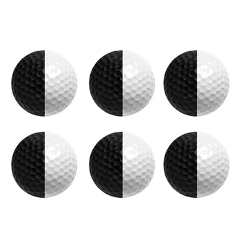 6PCS топка за голф двуцветна тристепенна игра за тренировка на Putter Черно-бяла топка за визуална посока на търкаляне