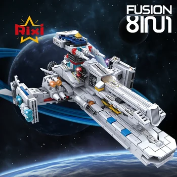 8IN1 City Space Battleship Aircraft Fighter Building Blocks Star Spaceship War Bricks MOC Строителни играчки за деца Подаръци