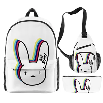 Bad Bunny раници 3 броя комплекти UN VERANO SIN TI Daypack Ежедневни чанти за рамо Уникална чанта за молив Студентски пакет с цип