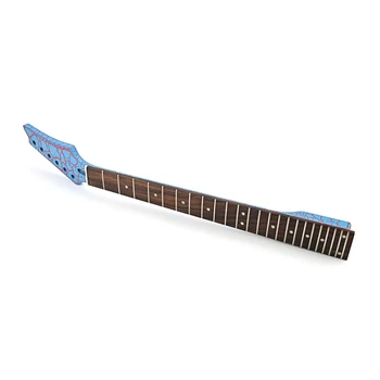 Blue Burst Crack Guitar Neck Replacement 24 прагчета Електрическа китара Neck DIY китара ремонт аксесоар Rosewoods Fingerboard