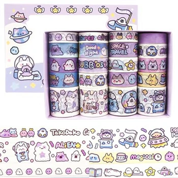 Cute Washi Tape Set - 20 ролки, Kawaii Animals Естетически декоративни самозалепващи ленти за скрапбук, DIY занаяти подарък трайни