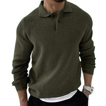 EBAIHUI американски ретро мъжки пуловер мода реколта поло яка твърди мъжки трикотаж есента нов тънък годни дълъг ръкав пуловери