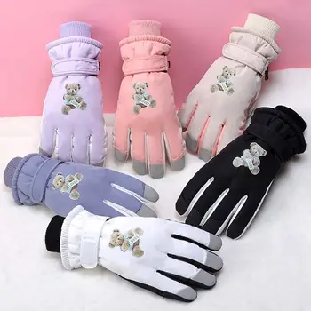 Fingers Open Warm Women Ски ръкавици против хлъзгане Зима Есен Ветроупорни ръкавици за езда Водоустойчив дебел сензорен екран ръкавици