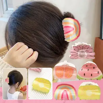 Fruit Rainbow Fun Grab Clip Mini Korean Creative Broken Hair Clip Cute Acrylic Hair Accessories For Kids Girls Woman Hair C R5D6