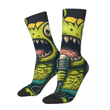 Funny Crazy Sock for Men Singer Hip Hop Harajuku My Singing Monsters Happy Seamless Pattern Printed Boys Crew compression