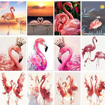 GATYZTORY рамка картина DIY живопис по номера комплекти оцветяване по номера червени птици акрилни платно живопис ръчно рисувани рисунка