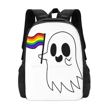 Gay Pride Ghost Fashion Pattern Design Travel Laptop School Backpack Bag Ghost Halloween Spooky Gay Pride Lesbian Homosexual