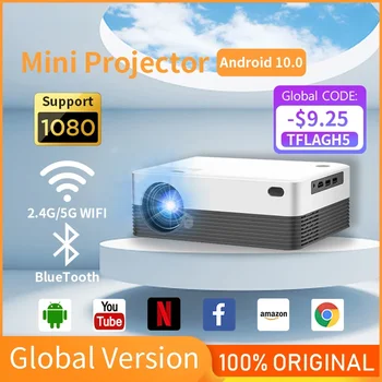 H5 проектор мини проектор Android Wifi BT 1280 * 720p 1 + 8GB домашно кино LCD Led преносим 120Ansi за SmartphGaming офис