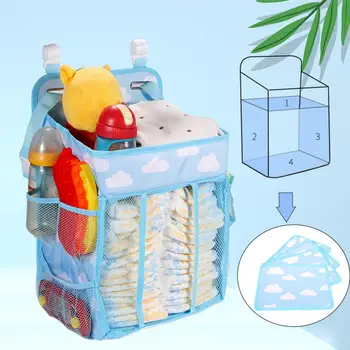 Infant Essentials Storage Organizer Cloud Pattern пелена висяща чанта с множество странични джобове отделения