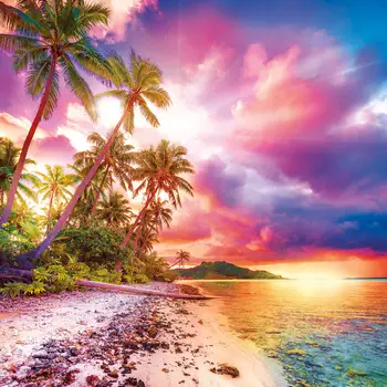 JMINE Div 5D Colorful Beach Sunset Palm Tree Full Diamond Painting cross stitch kits art Scenic 3D paint by diamonds