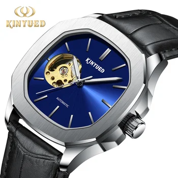 Kinyued New Tourbillon Hollow-out Transparent Bottom Fashion Real Belt Luminous Automatic Men's Machinery