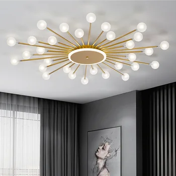LED таванни осветителни тела дневни спални домакински крушки стъклени абажури модерни полилеи с разклонено осветление