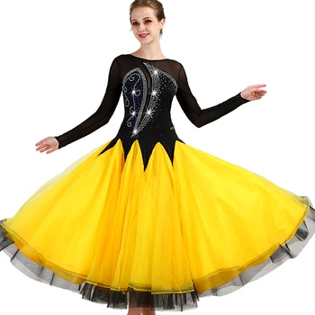 Mesh Spliced Social Dance Big Swing National Standard Modern Performance Competition Dress Waltz
