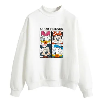 Mickey Minnie Mouse Donald Duck Kawaii Hoodies Дамски дрехи Розов бял Harajuku Корейски суитчър Streetwear Модни качулки