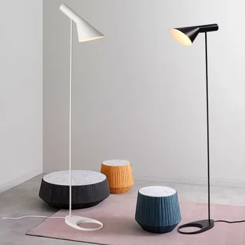 Nordic Black White Floor Lights Modern LED Corner Floor Lamp Designer Arne Jacobsen for Living Room Decoration Home Stand Lamp