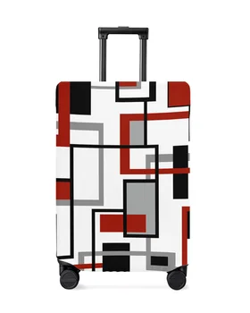 Nordic Retro Medieval Geometric Abstract Red Luggage Cover Stretch Baggage Dust Cover за 18-32 инчов куфар за пътуване