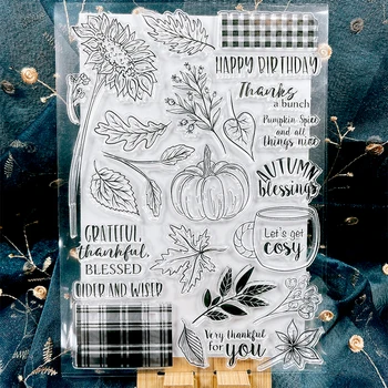 Panalisacraft цвете тиква печат Прозрачни прозрачни силиконови печати за DIY скрапбукинг / изработване на карти / декорация на детски занаяти