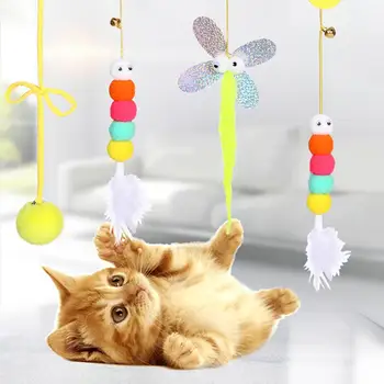 Pet котка играчки еластичност прибиращ висящи врата тип интерактивна играчка за коте мишка коча коча билка надраскване въже играчка домашни любимци доставки U2N1