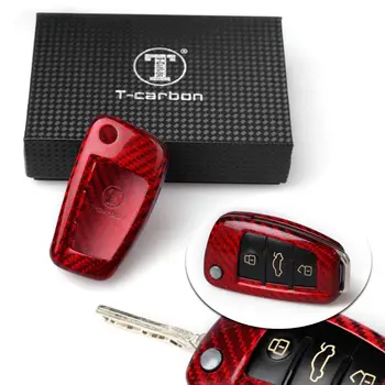 Red Car Key Fob Case Remote Key Shell Cover Real Carbon Fiber Housing For AUDI A6 A4 A3 A1 TT Q3 Q7 S3