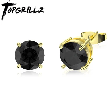 TOPGRILLZ Нови 3-8MM класически дамски обеци черно/червено/зелено/синьо/лилаво цирконий стъд обеци хип-хоп мода бижута за подарък