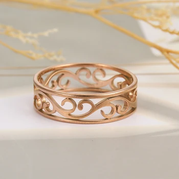 Unift творчески филигран пръстен от неръждаема стомана пръстени за жени мода елегантни бижута двойка сватбена лента аксесоари парти подарък
