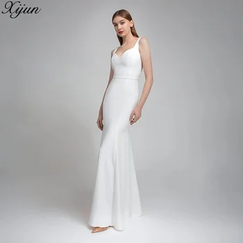 Xijun бяла русалка сватбена рокля Проста каишка за спагети Дамски булчински рокли Елегантни булчински рокли за знаменитости Vestidos de Noche