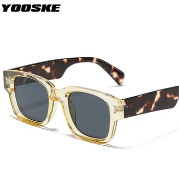 YOOSKE Марка квадратни слънчеви очила за мъже 2022 Реколта правоъгълник слънчеви очила жени мода жълти очила шофиране нюанси UV400