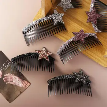 Акрилен кристал Star гребен за коса фиксирани гребени зъби счупена коса гребен шапки невидим допълнителен държач за коса