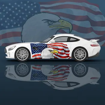 Американски флаг орел дизайн кола стикер Decal качулка врата тялото винил стикер графична обвивка нова кола стикер декорация аксесоари