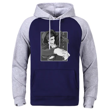 Атака на Титан Комикс Ерен Йегер печат мода ежедневно унисекс сива врана висококачествена извънгабаритна реглан качулка пуловер на открито качулка