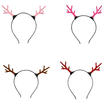 Възрастен стадо елени еленов рог лента за глава жена грим Коледа Правене на снимки Лента за коса Карнавали парти шлем